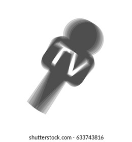 TV microphone sign illustration. Vector. Gray icon shaked at white background.