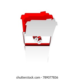 TV microphone sign illustration. Vector. Detachable paper icon with red body stock. Isolated.