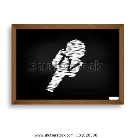 TV microphone sign illustration. White chalk icon on black schoo