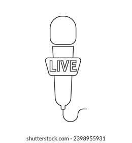 TV microphone vector line icon on white background in modern flat sign 