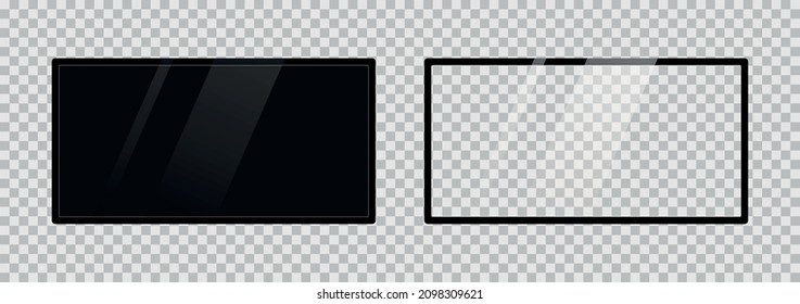 TV mockup with blank screen. Two realistic 3D TVs