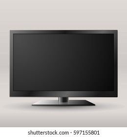 TV, modern blank screen lcd, led or computer monitor with shadow on white background, vector illustration