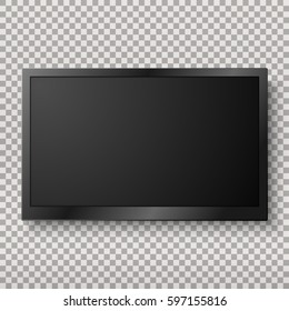 TV, modern blank screen lcd, led or computer monitor with shadow on white background, vector illustration