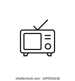 tv monitor icon illustration outline style design. isolated on white background