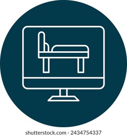 Tv Monitor Vector Line Circle Icon Design
