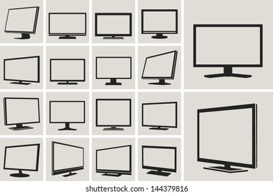 Tv And Monitor Web Vector Icons Set