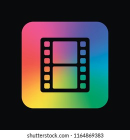 tv with movie strip. Rainbow color and dark background