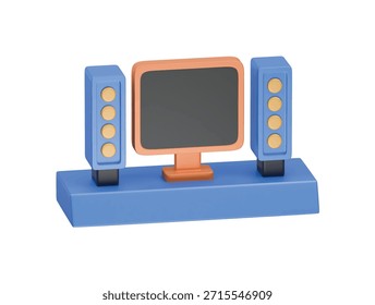 TV con el icono del sistema de música 3D Ilustración Render