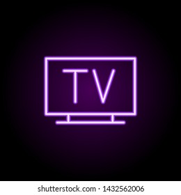 TV neon icon. Elements of hotel set. Simple icon for websites, web design, mobile app, info graphics
