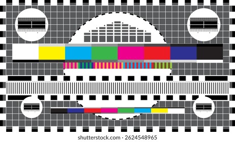 TV network error or not available test screen retro line and color background template