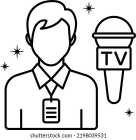 TV news anchor Concept, fashion journalist vector line icon design, Glamour and beauty symbol, Haute couture Sign, Fashion Show and Exhibition stock illustration