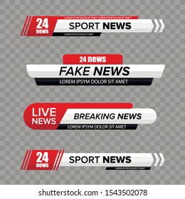 Tv News Bar. Lower Third TV News Bars Set Vector. Television Broadcast Media Title Banner.