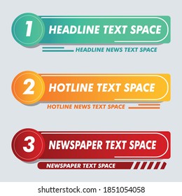 tv news bar. bar newspaper. bar social media. Television broadcast media title banner. Vector shape