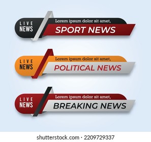 tv news bar. bar newspaper. bar social media. Television broadcast media title banner.