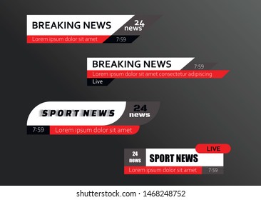 Tv news bars. Breaking news template banner. Vector illustration