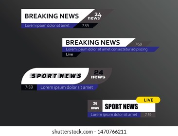 Tv news bars. Breaking news template banner. Vector illustration