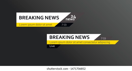Tv news bars. Breaking news template banner. Vector illustration