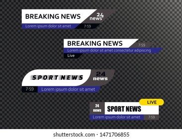 Tv news bars. Breaking news template banner. Vector illustration