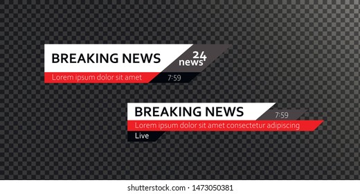 Tv news bars. Breaking news template banner. Vector illustration