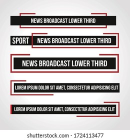 TV News Bars Set Vektor. Video-Nachrichtensignatur streaming. Breaking, Sport News. Schnittstellenanzeige