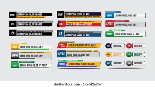 TV News Bars Set Vector. Streaming Video News Sign. Breaking, Sport News. Interface Sign. Isolated Illustration