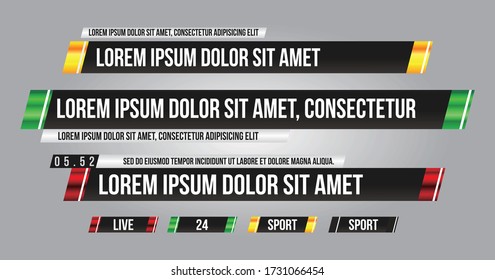 TV News Bars Set Vector. Streaming Video News Sign. Breaking, Sport News. Interface Sign. Isolated Illustration