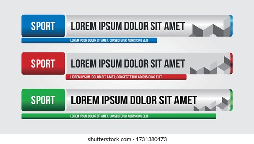 TV News Bars Set Vector. Streaming Video News Sign. Breaking, Sport News. Interface Sign. Isolated Illustration