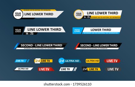 TV News Bars Set Vector. Streaming Video News Sign. Breaking, Sport News. Interface Sign. Isolated Illustration