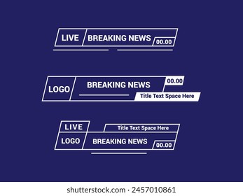 TV News Bars Set Vector. Breaking news lower third. Streaming Video News Sign. Sport News.