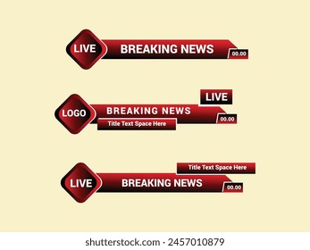 TV News Bars Set Vector. Breaking news lower third. Streaming Video News Sign. Sport News.