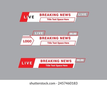 TV News Bars Set Vector. Breaking news lower third. Streaming Video News Sign. Sport News.