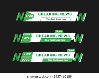 TV News Bars Set Vector. Breaking news lower third. Streaming Video News Sign. Sport News.