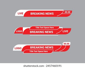 TV News Bars Set Vector. Breaking news lower third. Streaming Video News Sign. Sport News.