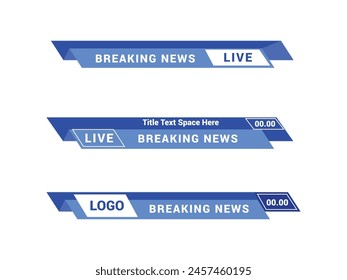 TV News Bars Set Vector. Breaking news lower third. Streaming Video News Sign. Sport News.