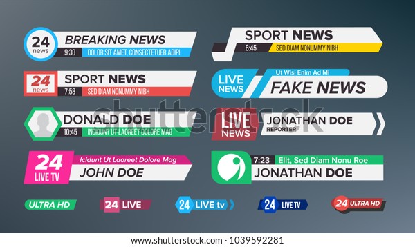 TV\
News Bars Set Vector. Sign Of Lower Third. Label Strip, Icon. Media\
Tag For Television Broadcast. Isolated\
Illustration\
