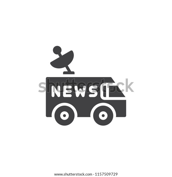 TV News Car\
vector icon. filled flat sign for mobile concept and web design.\
Van car broadcast simple solid icon. Symbol, logo illustration.\
Pixel perfect vector\
graphics