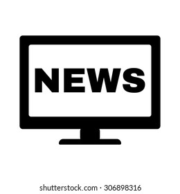 The tv news icon. Television and telly, telecasting, broadcast symbol. Flat Vector illustration