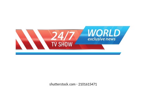 Tv news lower third bar template on white background realistic vector illustration