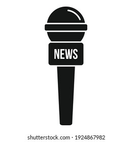 Tv news microphone icon. Simple illustration of tv news microphone vector icon for web design isolated on white background