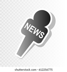 TV news microphone sign illustration. Vector. New year blackish icon on transparent background with transition.