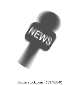 TV news microphone sign illustration. Vector. Gray icon shaked at white background.