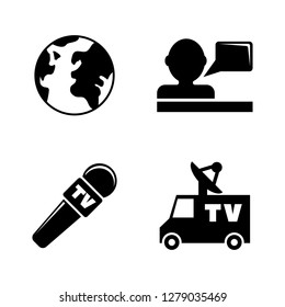TV, News. Simple Related Vector Icons Set for Video, Mobile Apps, Web Sites, Print Projects and Your Design. TV, News icon Black Flat Illustration on White Background.