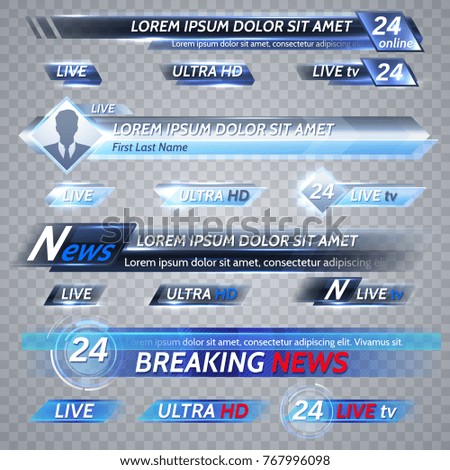 Tv news and streaming video vector banners. Illustration of video stream banner, media poster for tv broadcast