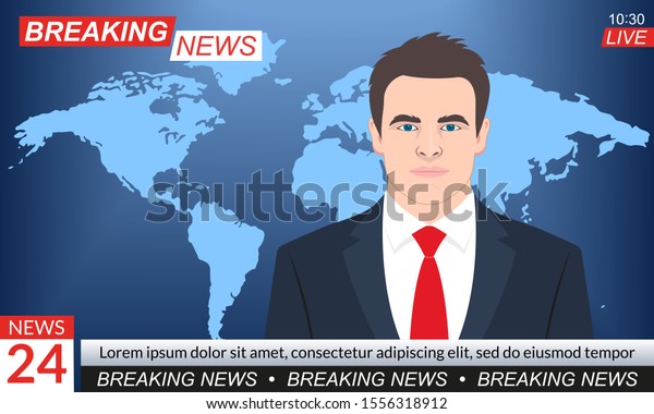 Tv News Studio Breaking News Background Stock Vector Royalty Free