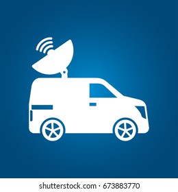 Tv news van flat icon