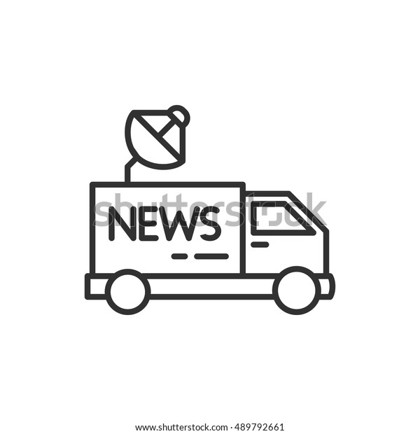 TV news van\
linear icon. car with a roof\
antenna