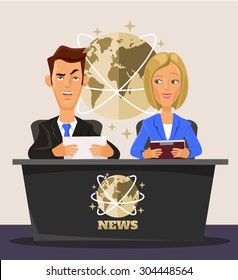 TV News. Vector flat cartoon illustration