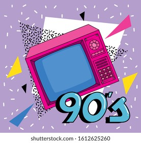 tv of nineties retro style isolated icon vector illustration design