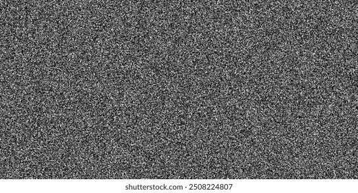 Fundo de grão de ponto de ruído de TV com efeito de interferência de exibição de televisão, vetor abstrato. Fundo de ruído de grãos de pontos irregulares pretos ou fundo de partículas granuladas de ruído de TV ou bug de câmera VHS