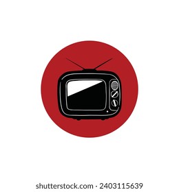 tv old retro vintage icon stock vector illustration black outline silhouette